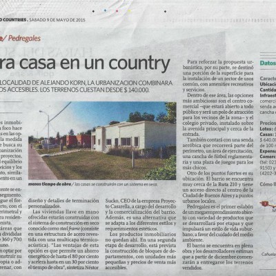 Nota en Clarín Countries: Primera casa en un country